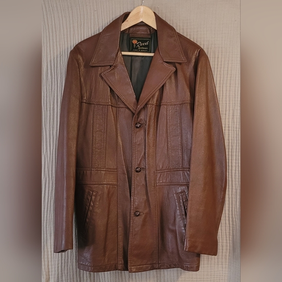 Vtg 70s Reed Sportswear AM 7735 Leather Blazer - Men's 40 (M)
